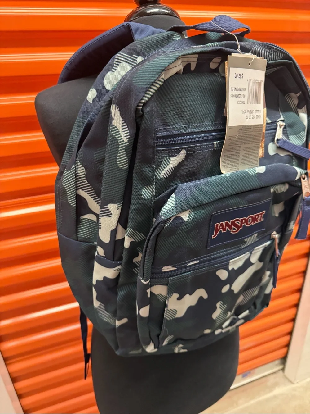 NWT JanSport Big Student Navy Camo Men's Backpack - Durable Everyday Bag